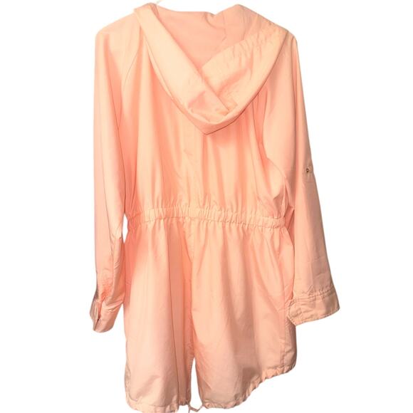 White House Black Market Pink Hooded Anorak Jacket Sz M Lightweight Utility Coat - Picture 2 of 6